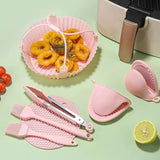 Silicone Air Fryer Baking Pan 7-piece Cake Baking Pan Microwave Oven Tray Food Clip Oil Brush Anti-scald Hand Clip Diy Set