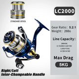 Spinning Reel 5-6KG Max Drag 5.2:1 Gear Ratio Fishing Reel 5+1BB Full Metal Spool Freshwater Saltwater Fishing Wheel Pesca Tool