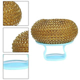 Stainless Steel Sponge With Handle Steel Wool Pads For Scrubbing Pots High Abrasion Wire Ball Scour Pad For Pots Pans Grills
