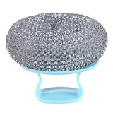 Stainless Steel Sponge With Handle Steel Wool Pads For Scrubbing Pots High Abrasion Wire Ball Scour Pad For Pots Pans Grills