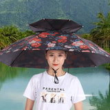 Sunshade Umbrella Wind and Water Resistant Umbrella for Women Headworn Rain Hat Fishing Wearable Folding Hat Large Bamboo Hat