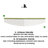 TAA Pet Grooming Comb Professional Sparse&Dense Double Teeth Crescent Comb Dog Comb Pet Accessories Cat Hair Open Knots Pet Tool