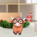 Tabletop Cow Sculpture Tabletop Wear Glasses Cow Statue 3D Resin Outdoor Statues Mini Cattles For Living Room Entrance Hall