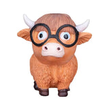 Tabletop Cow Sculpture Tabletop Wear Glasses Cow Statue 3D Resin Outdoor Statues Mini Cattles For Living Room Entrance Hall