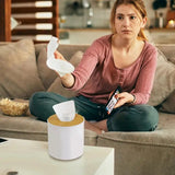 Tissue Box Cover For Table Modern Napkin Dispenser With Bamboo Lid Napkin Holder For Facial Tissues Napkins Tissue Papers Dryer