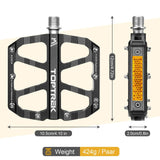 Toptrek MTB Bicycle Pedals Ultralight CNC Aluminium Alloy Anti-Slip Road Bike Flat Pedals Cycling 3-Bearing Bike Pedals BMX