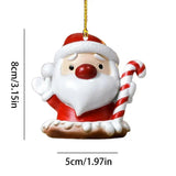 Tree Decoration Santa Claus 2D Mini Snowman Ornament With Lanyard Christmas Figurine Ornaments For Classrooms Garden Car