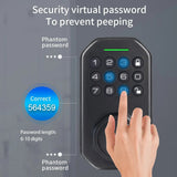 Tuya Wifi Black Smart Door Lock Anti-static Keypad Digital Password Mechanical Key Security Home Electronic Auto Lock