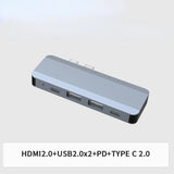Type-c To HDMI Converter MST Splitter HUB for Apple MacBook Pro Side Dock Expansion 3/4/5/6in1 Multiple Socket Connection