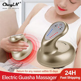 USB Rechargeable Body Guasha Scraping Massager Stimulate Acupoints Cup Suction Meridian Dredge Massage Therapy Slimming Device