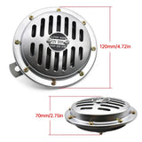 Universal Loud Car Horn Speaker Motorcycle Siren Dual Tone Electric Pump Loud Air Horn 12V Off-road Grille Horn Adapter Silver