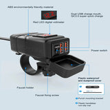 Universal Motorcycle USB Charger QC3.0 Handlebar Fast Charging Waterproof 12V Socket Adapter With Voltmeter Motorcycle Tools
