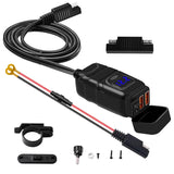 Universal Motorcycle USB Charger QC3.0 Handlebar Fast Charging Waterproof 12V Socket Adapter With Voltmeter Motorcycle Tools