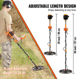 VEVOR Professional Rechargeable Metal Detector 12" IP68 Waterproof Coil 39-50 in Adjustable with LCD 7Modes for Treasure Hunting