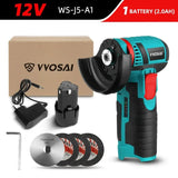 VVOSAI 12V Brushless Angle Grinder 19500RPM Electric Polishing Grinding Machine Mini Cordless Cutting Lithium Battery Power Tool