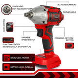 VVOSAI Brushless 1/2" Wrench Impact Electric Screwdriver Cordless Electric Wrench For 18V Makita Lithium Battery