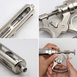 Veterinary Animal Continuos Injection Syringe Revolver 10/20/30/50ml Stainless Steel Vaccination Gun Automatic for Cow Pig  Shee