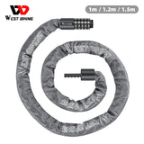 WEST BIKING 100-150cm Bicycle Chain Code Lock Safety 5 Digit Combination Anti-Theft Bicycle Motorcycle Lock E-bike Accessories
