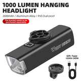 WEST BIKING 1000 Lumens Bicycle Front Light IP65 Waterproof Aluminum Alloy Headlights Type-C Charging Automatic Start And Stop