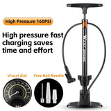 WEST BIKING 160 Bicycle Floor Pump With Pressure Gauge Labor-Saving Aluminum Alloy Tire Inflator For MTB Road Bike E-Bike
