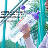 WEST BIKING 2 Liter Transparent Sport Water Bottle Portable MTB Road Bike Bottle Cycling Running Gym Fitness 2L Straw Bottle