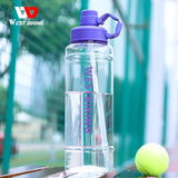 WEST BIKING 2 Liter Transparent Sport Water Bottle Portable MTB Road Bike Bottle Cycling Running Gym Fitness 2L Straw Bottle