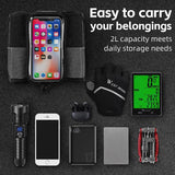 WEST BIKING 3 In 1 Bicycle Front Frame Bag Touch Screen Top Tube Phone Bag Bike Tool Holder Double Pouch Bag MTB Accessories