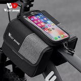 WEST BIKING 3 In 1 Bicycle Front Frame Bag Touch Screen Top Tube Phone Bag Bike Tool Holder Double Pouch Bag MTB Accessories