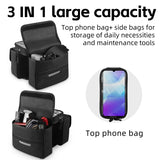 WEST BIKING 3 In 1 Bicycle Front Frame Bag Touch Screen Top Tube Phone Bag Bike Tool Holder Double Pouch Bag MTB Accessories
