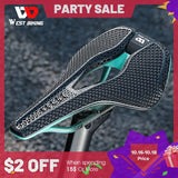 WEST BIKING 3D Printed Road Bike Seat T800 Carbon Speed Saddle Lightweight Short Nose Racing Bike Saddle Bicycle Parts