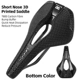 WEST BIKING 3D Printed Road Bike Seat T800 Carbon Speed Saddle Lightweight Short Nose Racing Bike Saddle Bicycle Parts