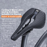WEST BIKING 3D Printed Saddle Ultralight Comfortable Cycling Saddle Zoned Shock Absorption Seat Cushion Triathlon Racing Saddle