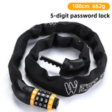 WEST BIKING 65-150cm Multi-length Bike Chain Lock 5 Digit Code Combination Anti-Theft Bicycle Lock Motorcycle Ebike Accessories