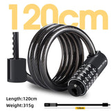 WEST BIKING 90-150cm Anti Theft Bicycle Lock 5-Digit Combination Security Cable Lock Waterproof  E-Bike Motorcycle Wire Lock