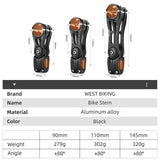 WEST BIKING Adjustable Bicycle Handlebar 31.8MM Stem Extender 80 Degree Angle Riser MTB Front Fork CNC Variable Stem Extension