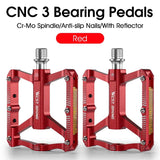 WEST BIKING Aluminum Lightweight Pedals Bicycle 3 Bearings Flat Pedal With Reflector Road Bike Anti-Slip Pedals MTB Accessories