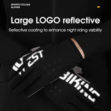 WEST BIKING Autumn Winter Cycling Thermal Gloves Man Touch Screen Full Finger Gloves SBR Shock Absorption Reflective Bike Gloves