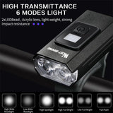 WEST BIKING Bicycle Front And Rear Lights Set Digital Power Display Waterproof Dual LED Headlights Rechargable Bike Tail Light