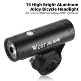WEST BIKING Bicycle Headlights USB Rechargeable Portable Cycling Flashlight Ultralight Waterproof Lamp MTB Road Bike Front Light