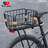 WEST BIKING Bicycle Rear Luggage Rack Cargo Carrier Basket Quick Release Adjustable Trunk Rack With Reflector & Luggage Straps