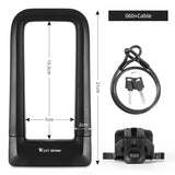 WEST BIKING Bicycle U Lock Anti-theft Safety Bike Lock MTB Road Bike 2 Keys Motorcycle Scooter Cycling Lock Bicycle Accessories