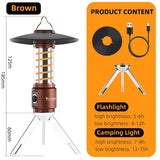 WEST BIKING Camping Lamp Rechargeable Multifunctional Tent Hanger Lantern Outdoor Table Lamp LED Flashlight Camping Supplies