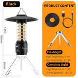 WEST BIKING Camping Lamp Rechargeable Multifunctional Tent Hanger Lantern Outdoor Table Lamp LED Flashlight Camping Supplies