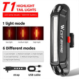 WEST BIKING Colorful Bicycle Rear Light Rechargeable Cycling LED Light Bar High Visibility USB Flash Taillights Bike Accessories