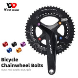 WEST BIKING Colorful MTB Chainring Bolts 7075 Aluminum Alloy Single Chainwheel Screws 6.5/8.5mm Disc Bolts Nut Road Bike Parts
