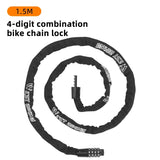 WEST BIKING Combination Bike Chain Lock 65-150cm Portable Anti-theft 4 Code Safety Bicycle Chain Lock MTB Road Bike Accessories