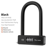 WEST BIKING Combination Bike U Lock Anti-Theft Heavy Duty Padlock For Motorcycle E-Bike Door With Retrievable Password Keys