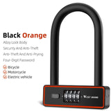 WEST BIKING Combination Bike U Lock Anti-Theft Heavy Duty Padlock For Motorcycle E-Bike Door With Retrievable Password Keys