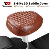 WEST BIKING Comfortable E-Bike Saddle Gel 3D Cushion Cover Electric Bicycle Seat Waterproof Non-Slip Massage Relief Cushion