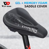 WEST BIKING Gel Comfortable Bicycle Saddle Cover Breathable Non-Slip Memory Foam MTB Road Bike Seat Cover Waterproof Cushion